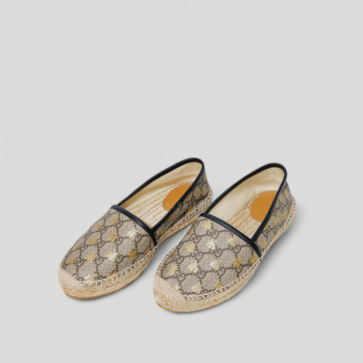 Gucci GG Supreme Bee Espadrilles Size 35 – Flecked with Gold