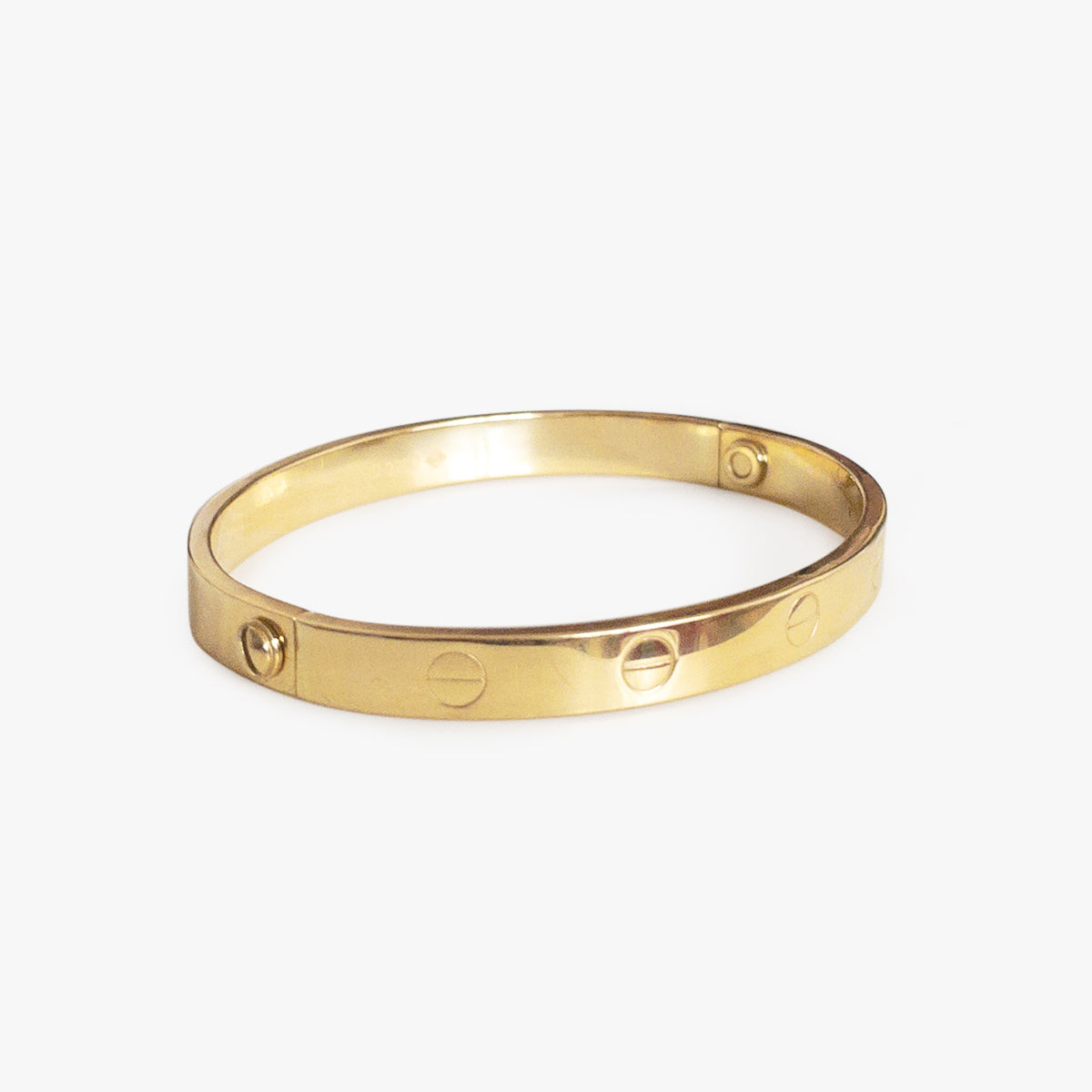 The Slim Designer Clip Lock Bangle in Solid Gold – Flecked with Gold