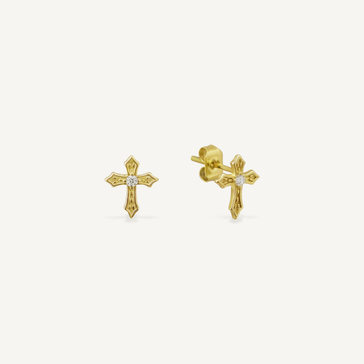 The Classic Cross Solitaire Stud Earrings