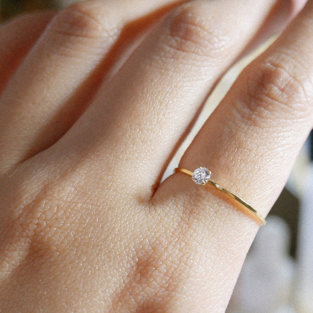 The Barely There Solitaire Ring in Solid Gold