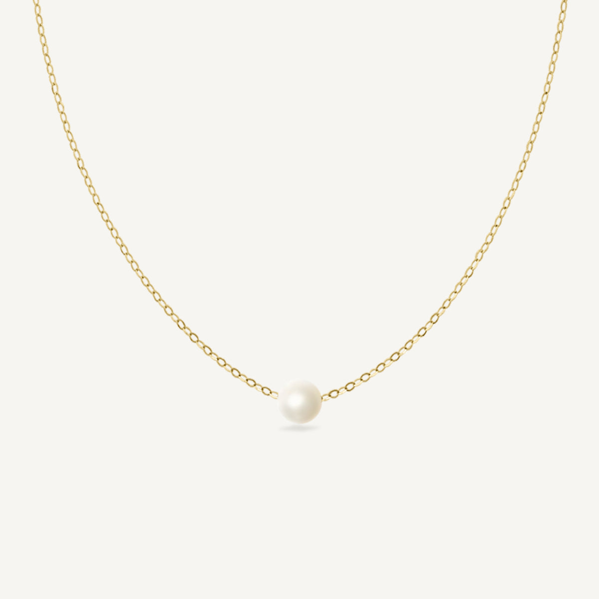 The Minimal Pearl Necklace in Solid Gold