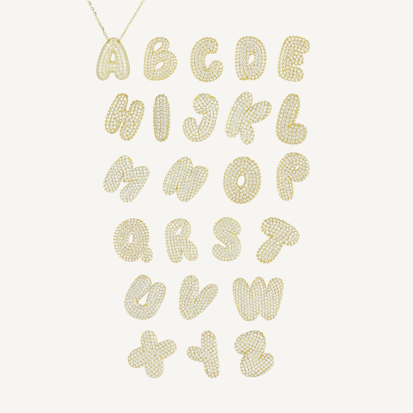 The Iced Pave Chunky Bubble Initial Necklace