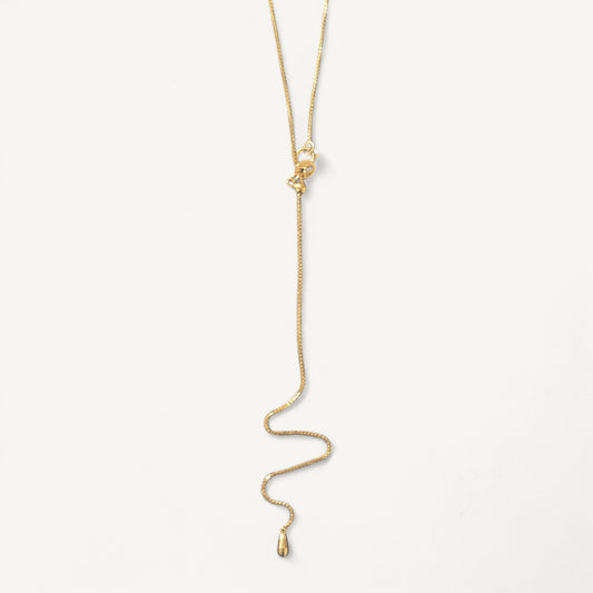 The Baby Mirror Box Slider Necklace in Solid Gold