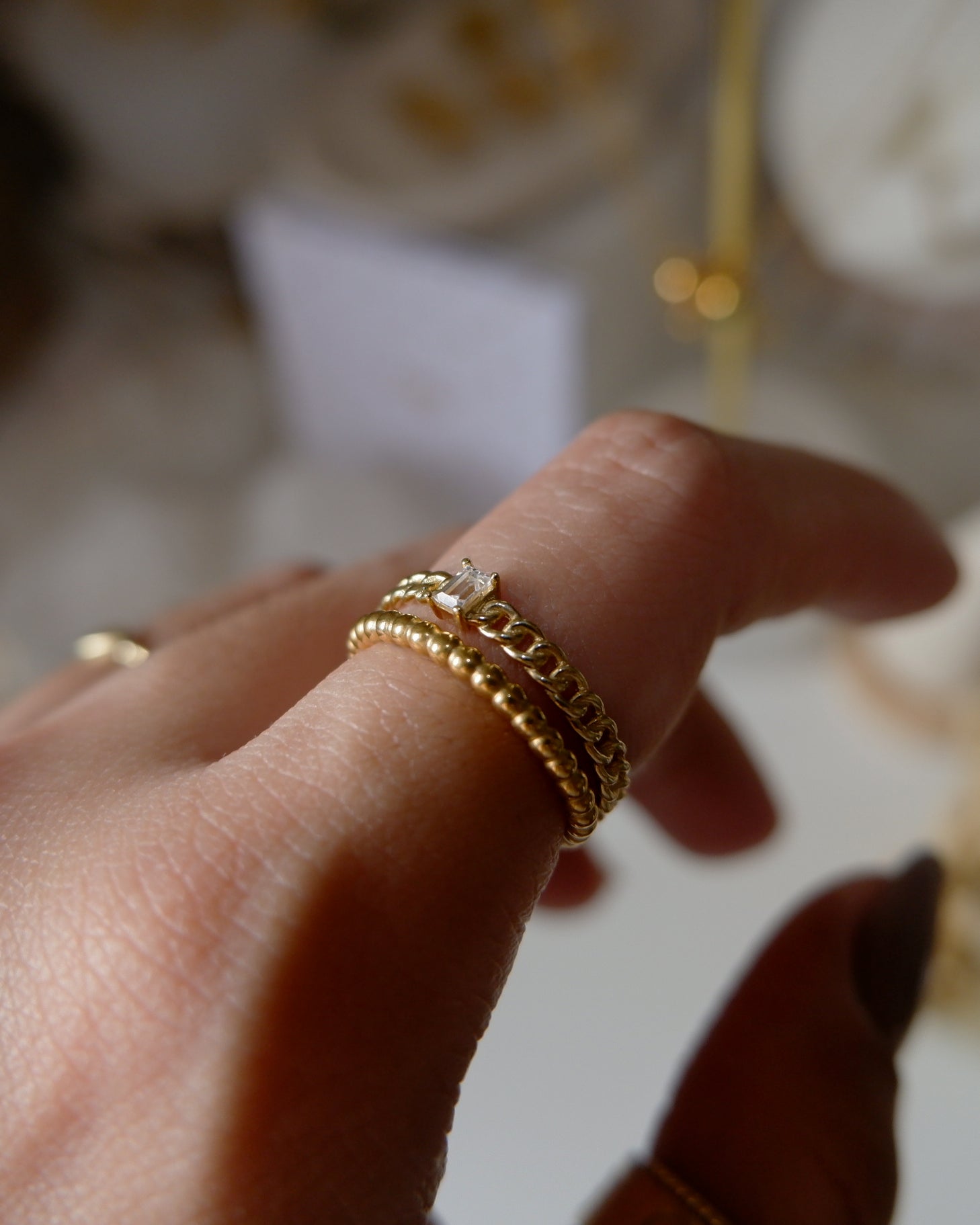 The Rebel Baguette Ring in Solid Gold