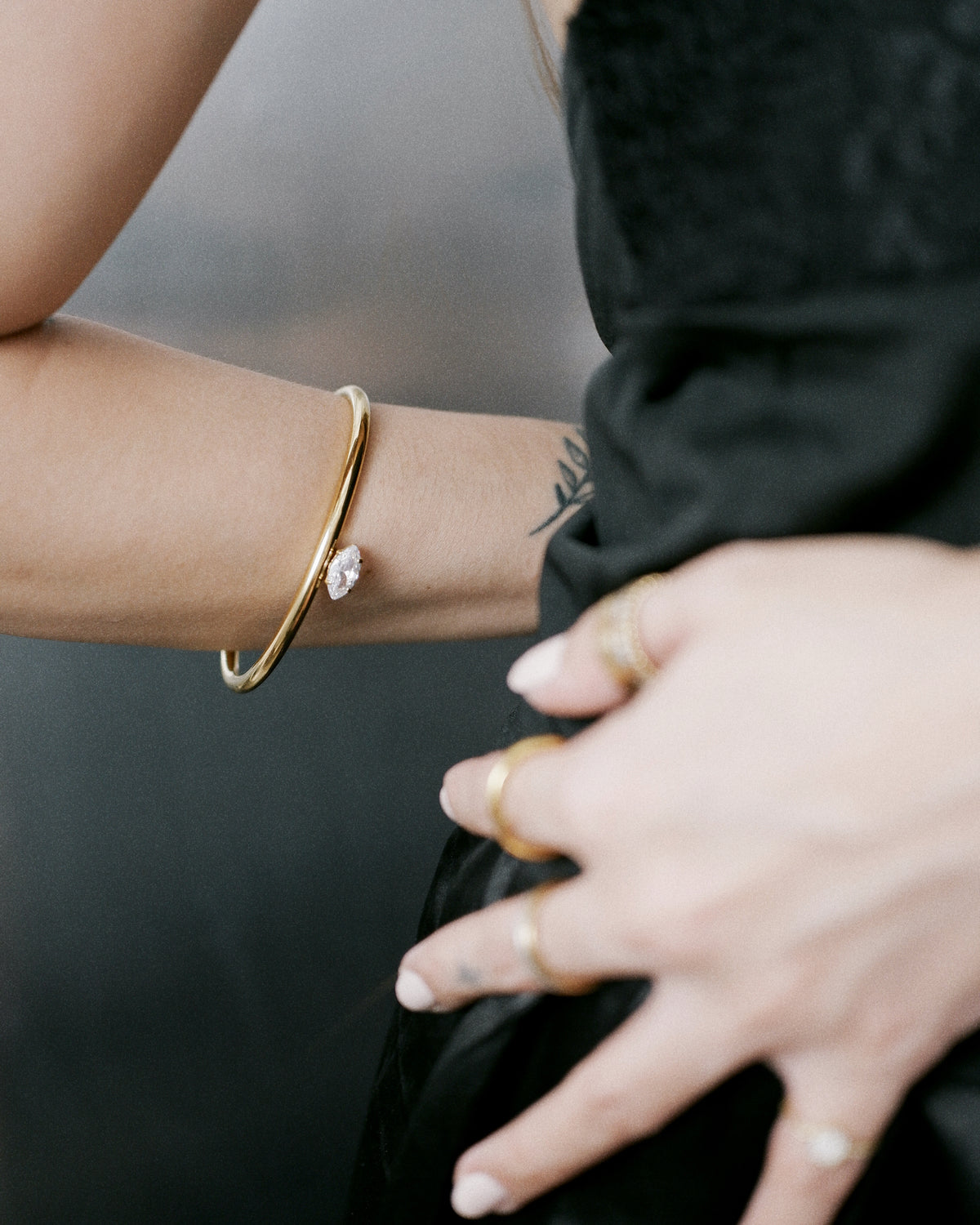 Floating Marquise Open Bangle