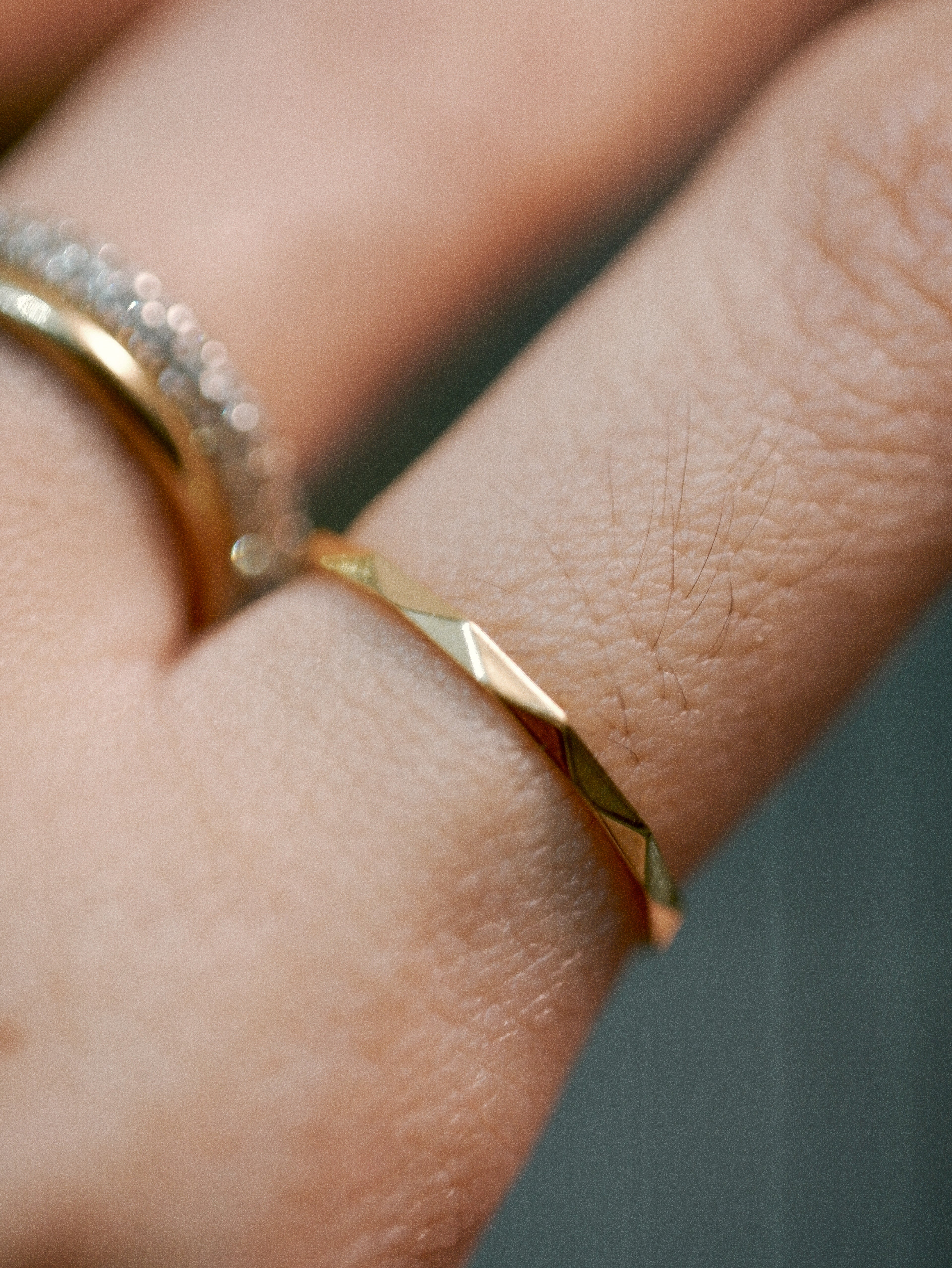 The Skinny Textured Ring in Solid Gold