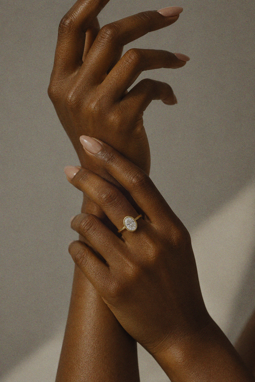 The Bold Bezel Oval Moissanite Ring