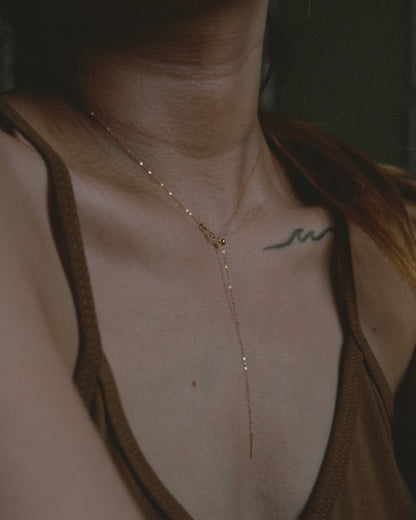 The Barely There Ultra Thin Slider Necklace in Solid Gold