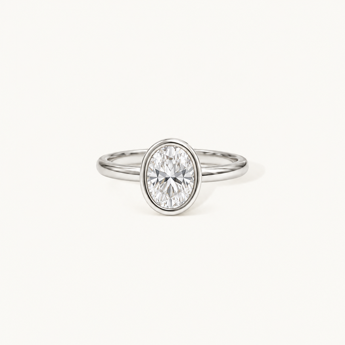 The Bold Bezel Oval Moissanite Ring