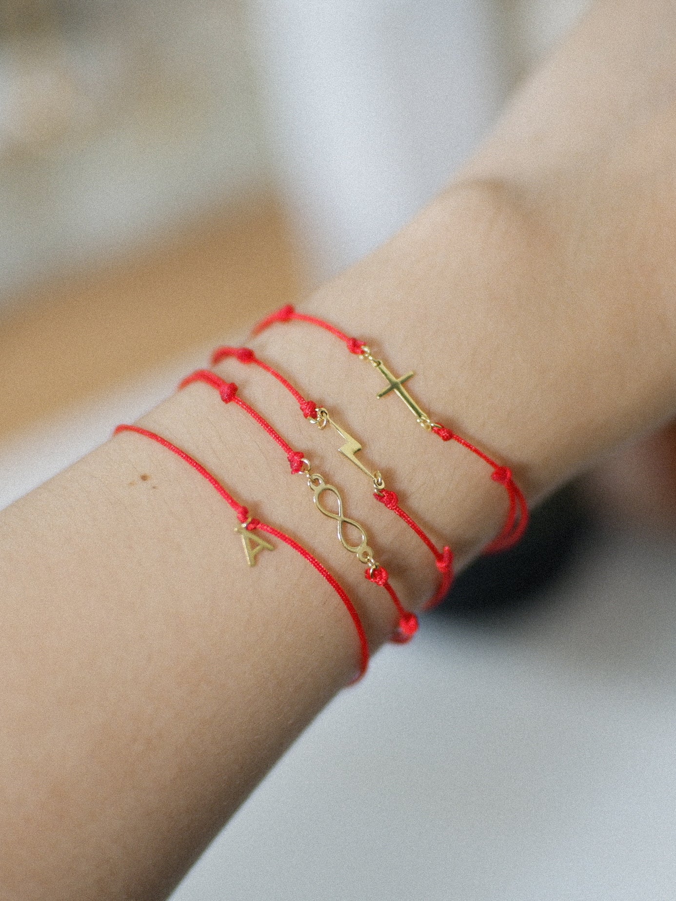 The Red Line Lightning Bolt Any-size Bracelet in Solid Gold