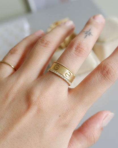 The Slim Half Eternity Ring in Solid Gold