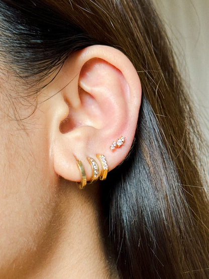 The Geometric Pave Huggie Earrings