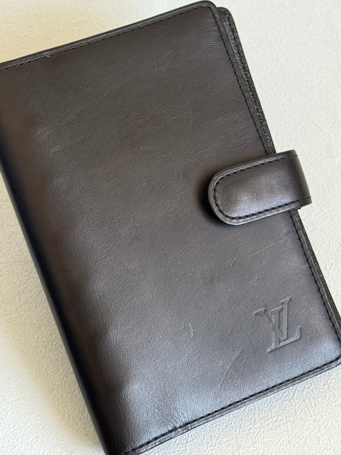 Louis Vuitton 2004 Smooth Black Leather Agenda PM