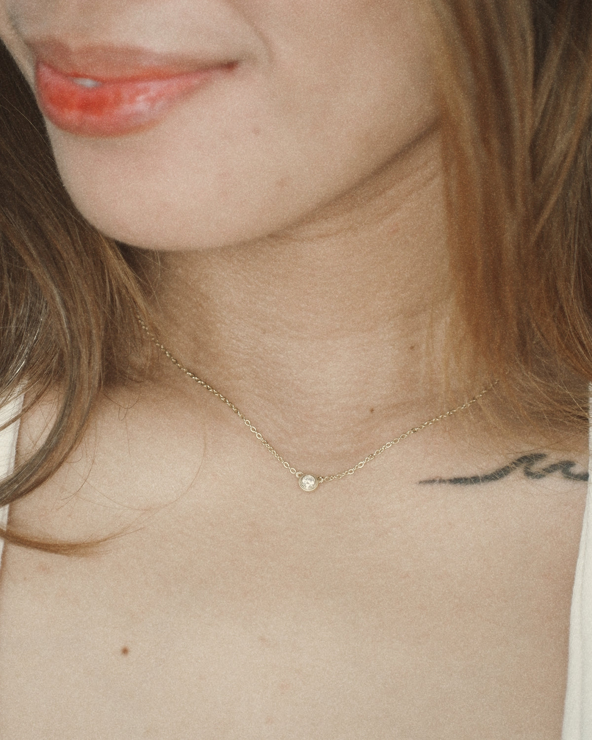 Tiny Classic Moissanite Solitaire Necklace
