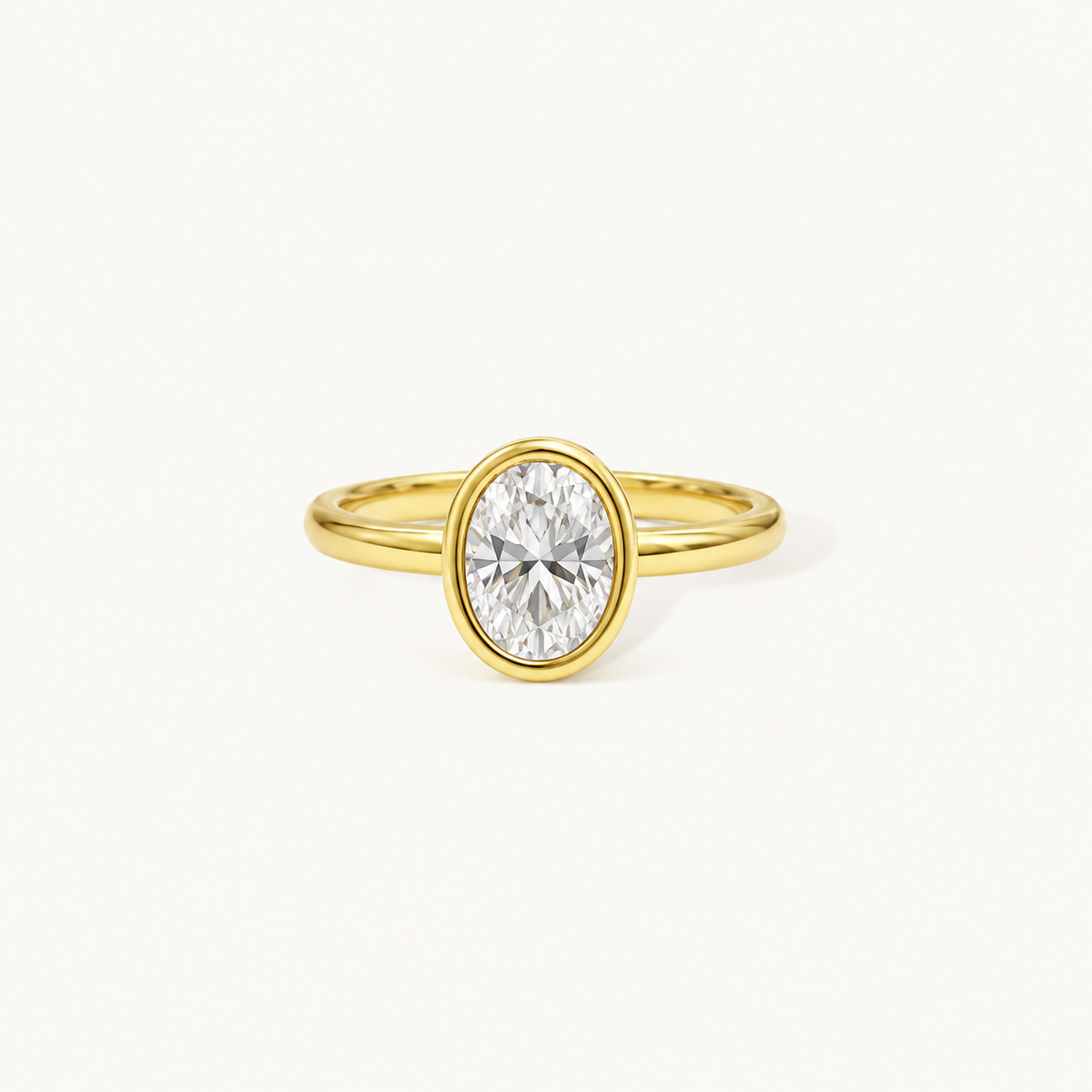 The Bold Bezel Oval Moissanite Ring
