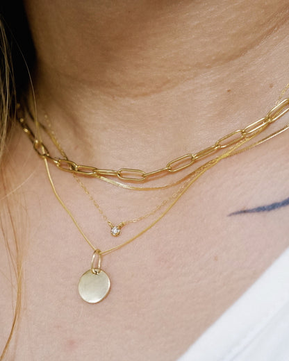 The Tiny Disc Pendant in Solid Gold