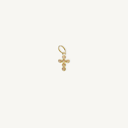 The Bubble Cross Birthstone Charm in Solid Gold