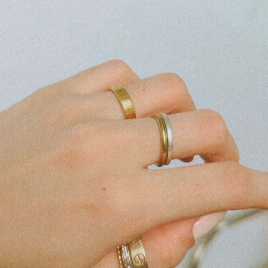 The Flat Stacker Wedding Band, Engraved