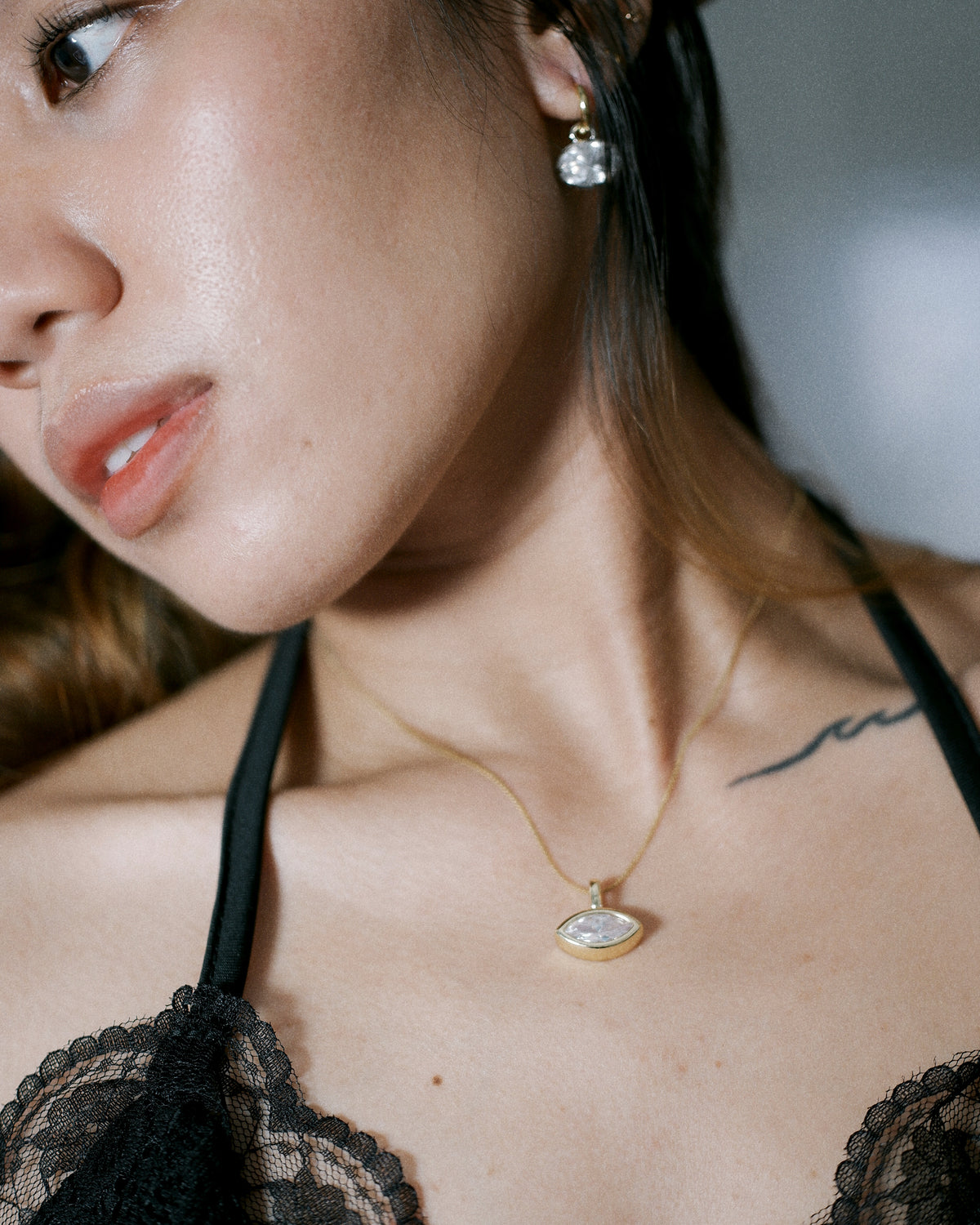 Bold Bezel Marquise Solitaire Necklace