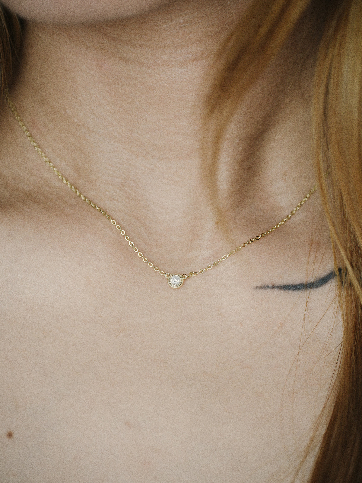 Tiny Classic Moissanite Solitaire Necklace