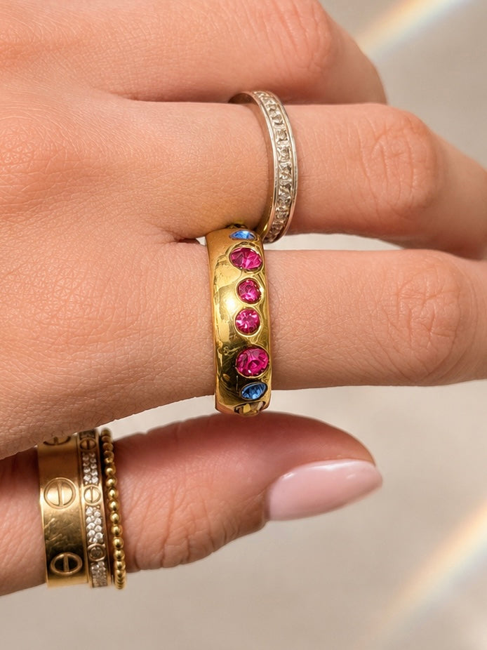 The Chunky Multi Birthstone Band