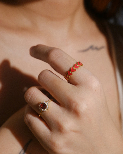 The Red Heart Pattern Ring