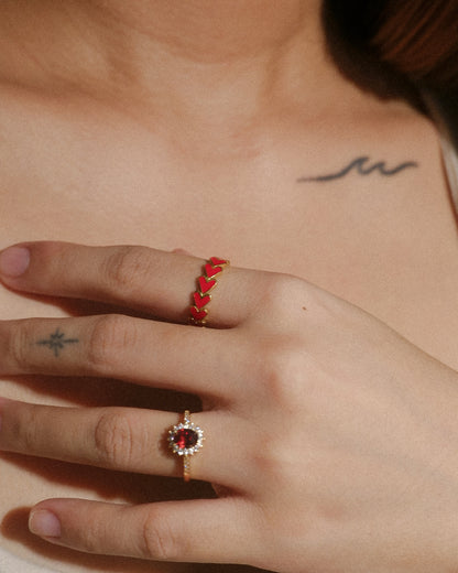 The Red Heart Pattern Ring