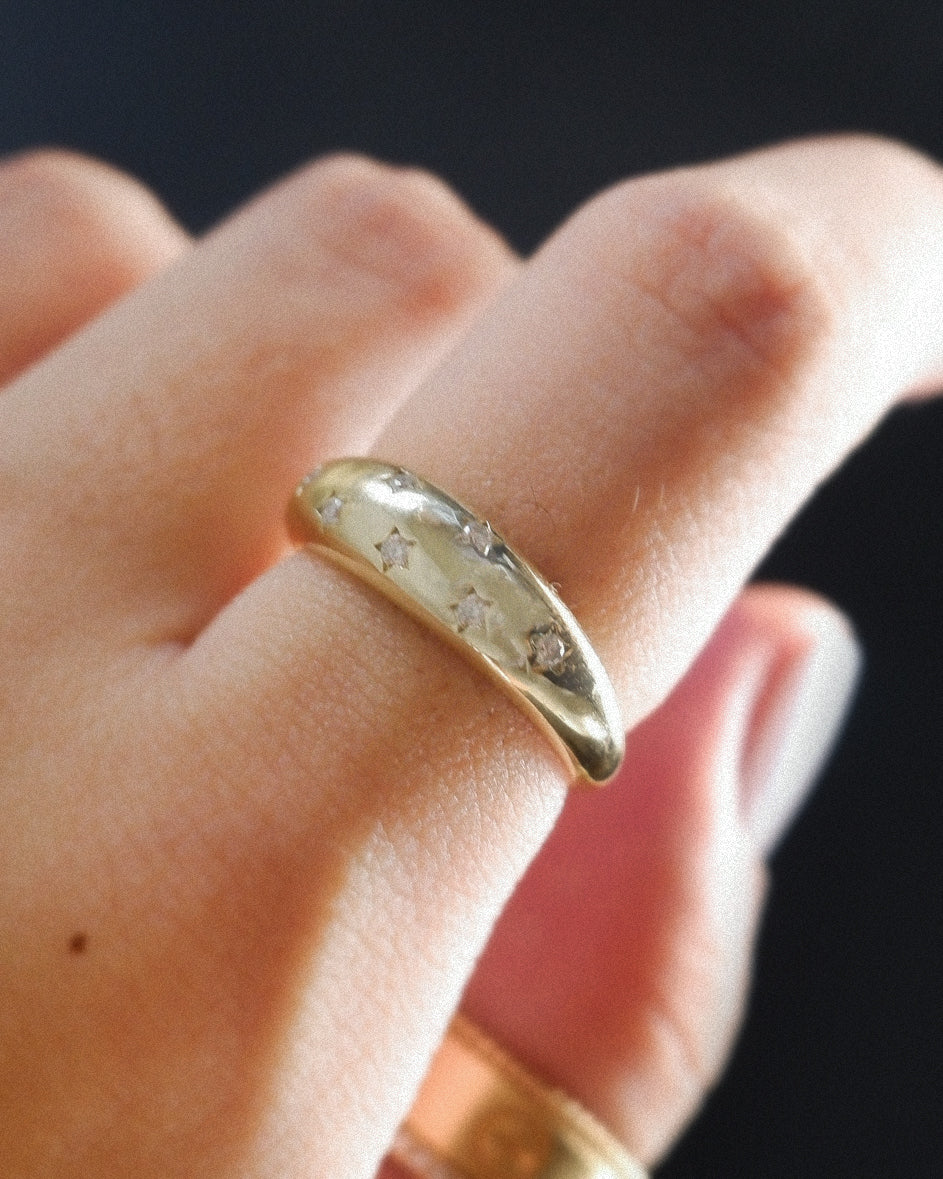 The Stellar Moissanite Dome Ring