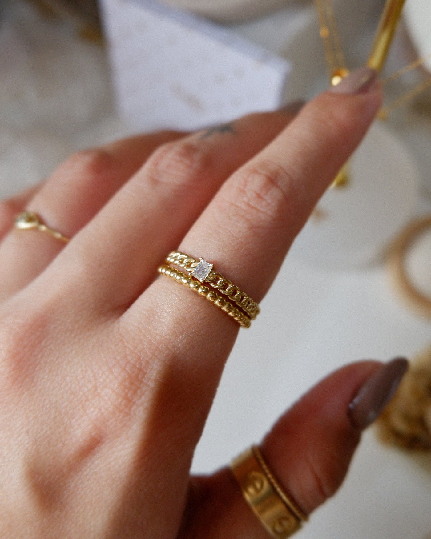 The Rebel Baguette Ring in Solid Gold