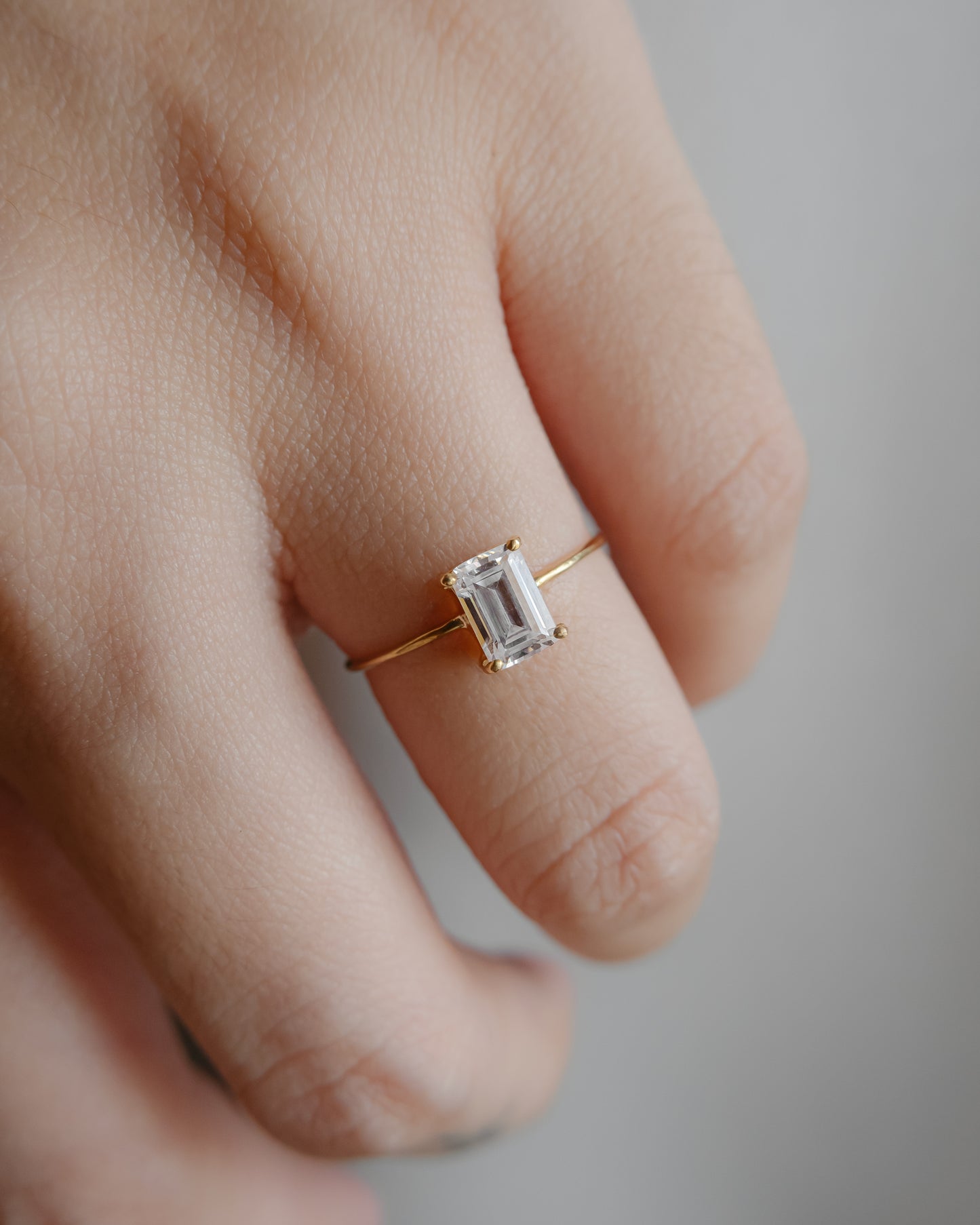 The Baguette Birthstone Ring in Solid Gold