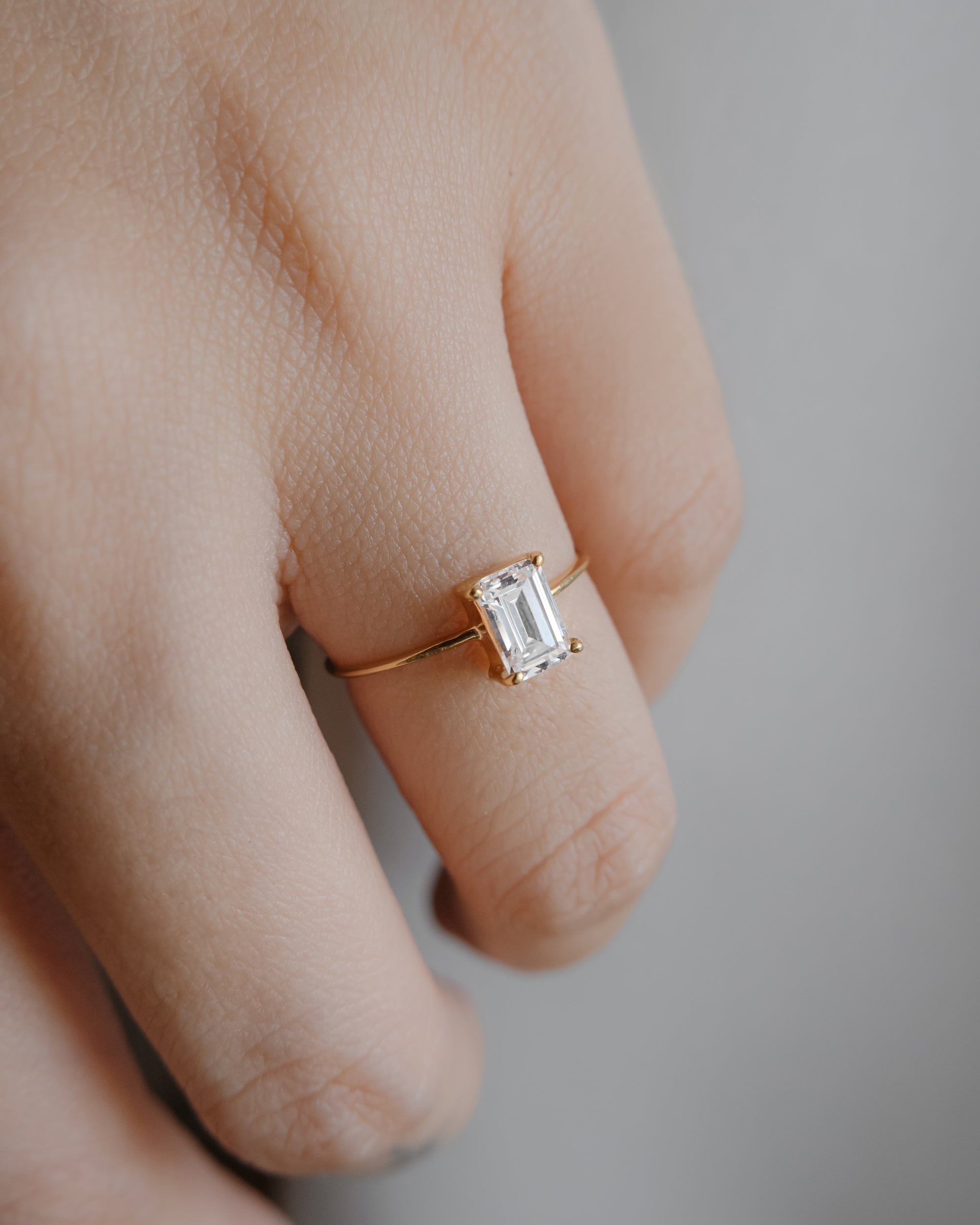 The Baguette Birthstone Ring in Solid Gold