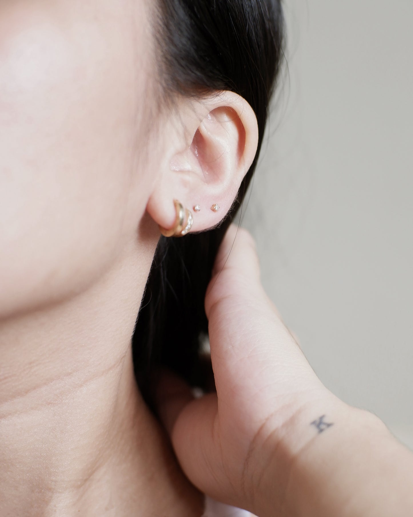 The Tiny Diamond Flat Back Threaded Studs in Solid Gold