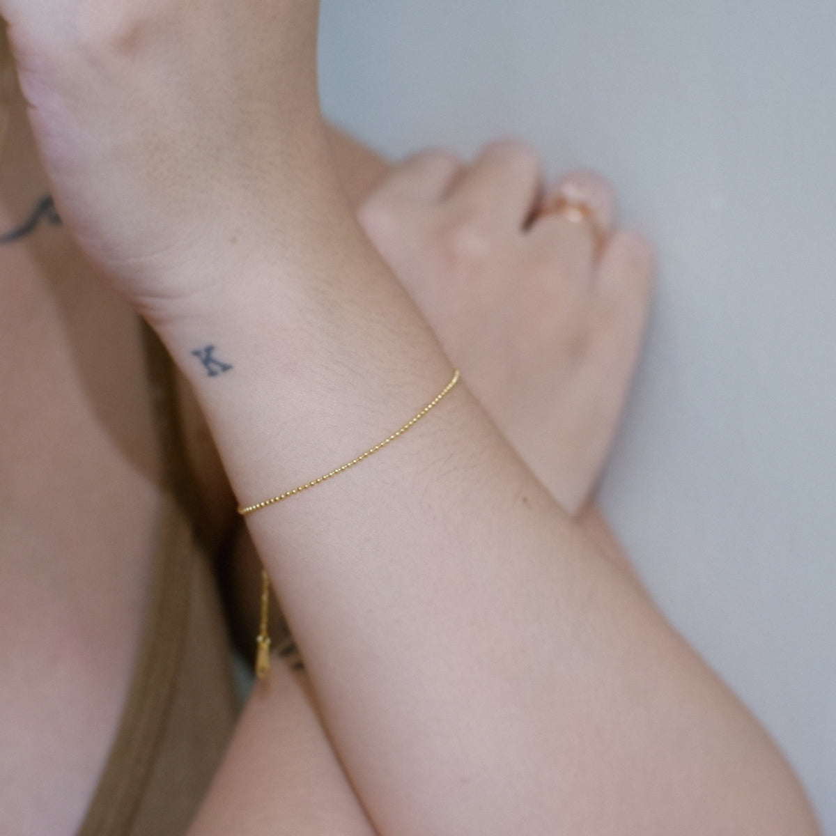 The Ultra Minimalist Beaded Bracelet in Solid Gold