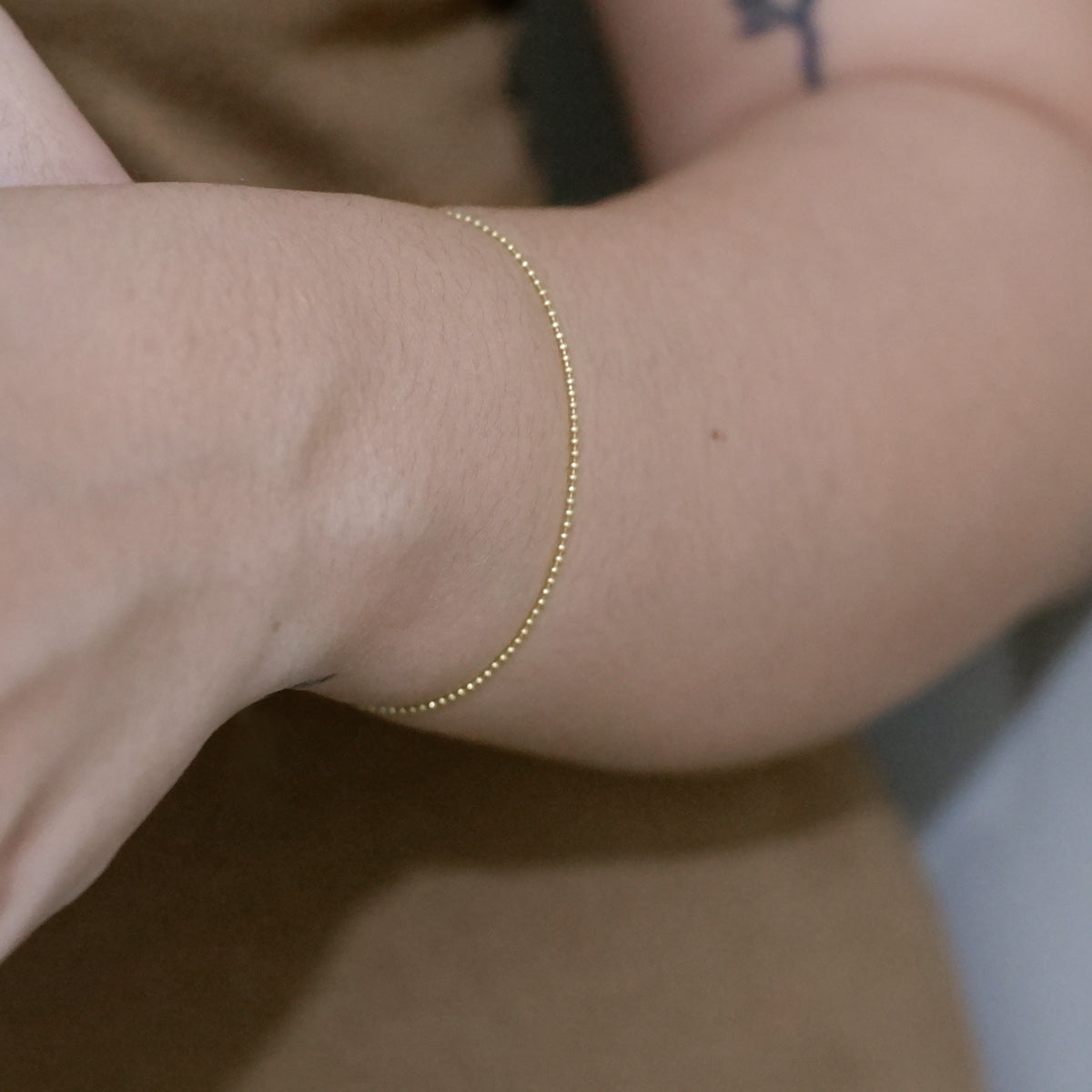 The Ultra Minimalist Beaded Bracelet in Solid Gold