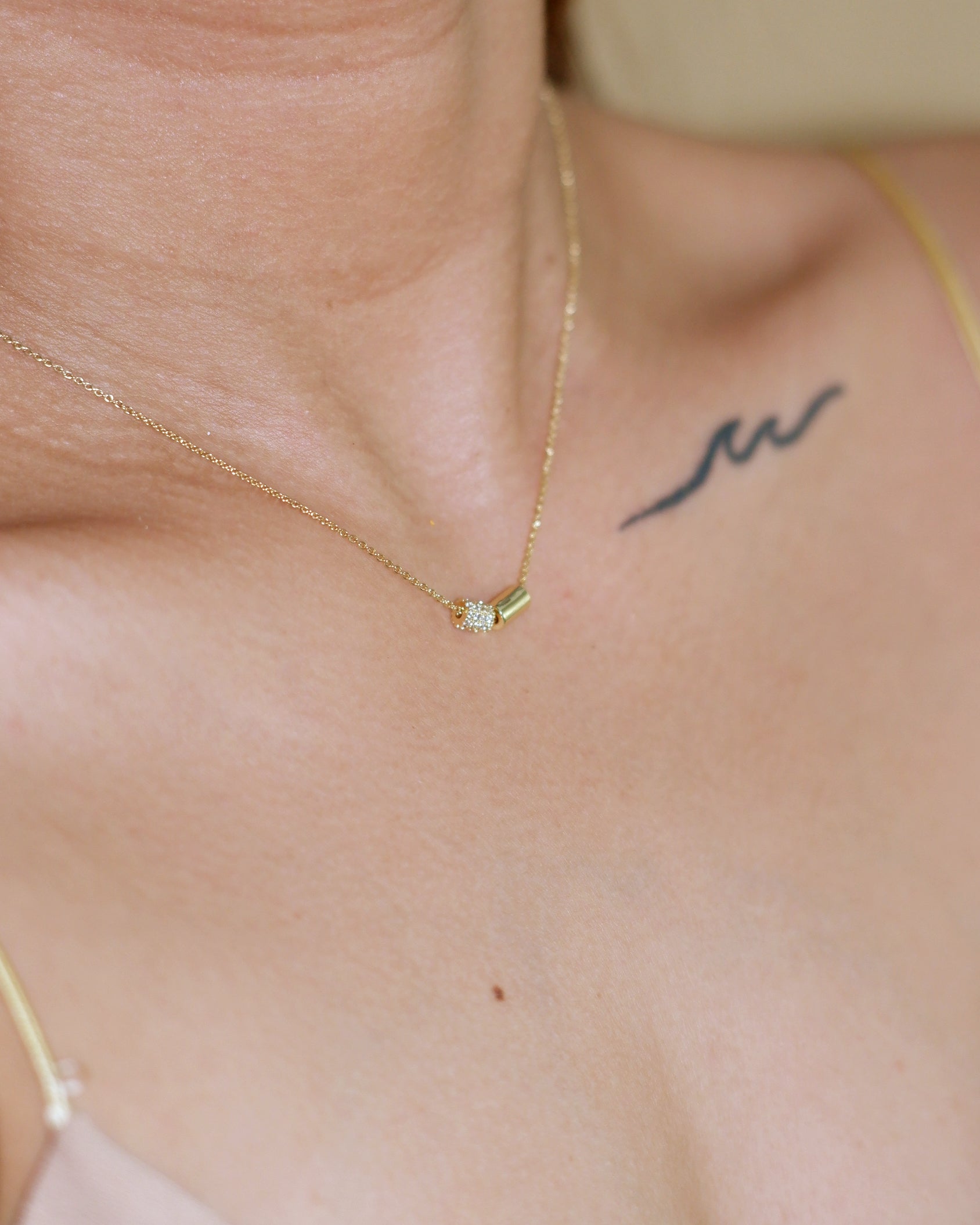 The Pave Barrel Necklace