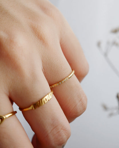 The Skinny Half Eternity Ring in Solid Gold