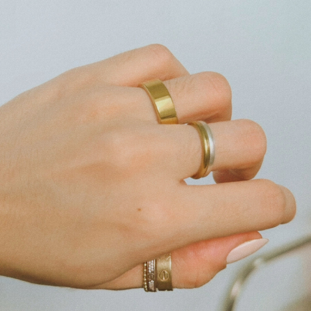 The Flat Stacker Wedding Band, Engraved