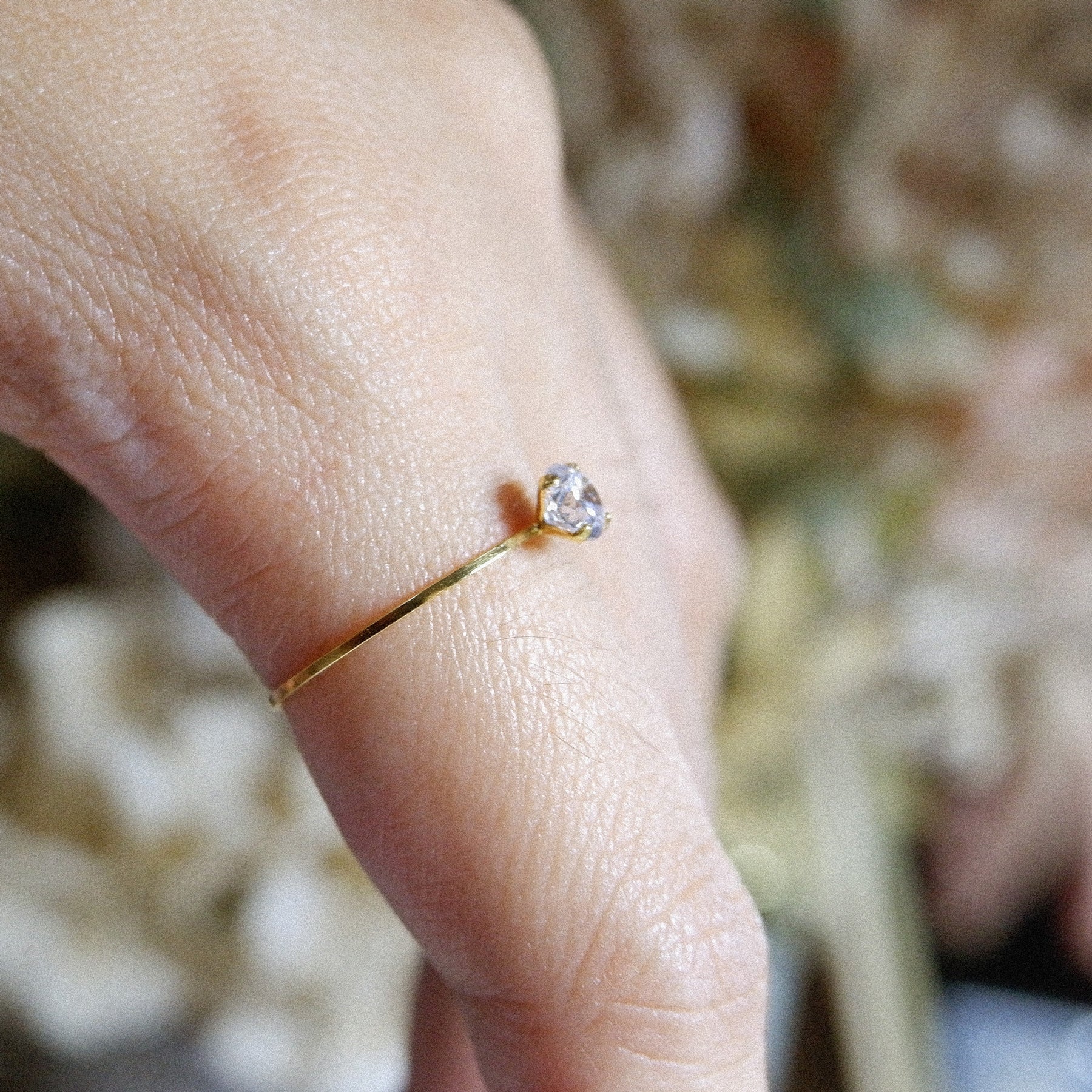 The Barely There Solitaire Ring in Solid Gold