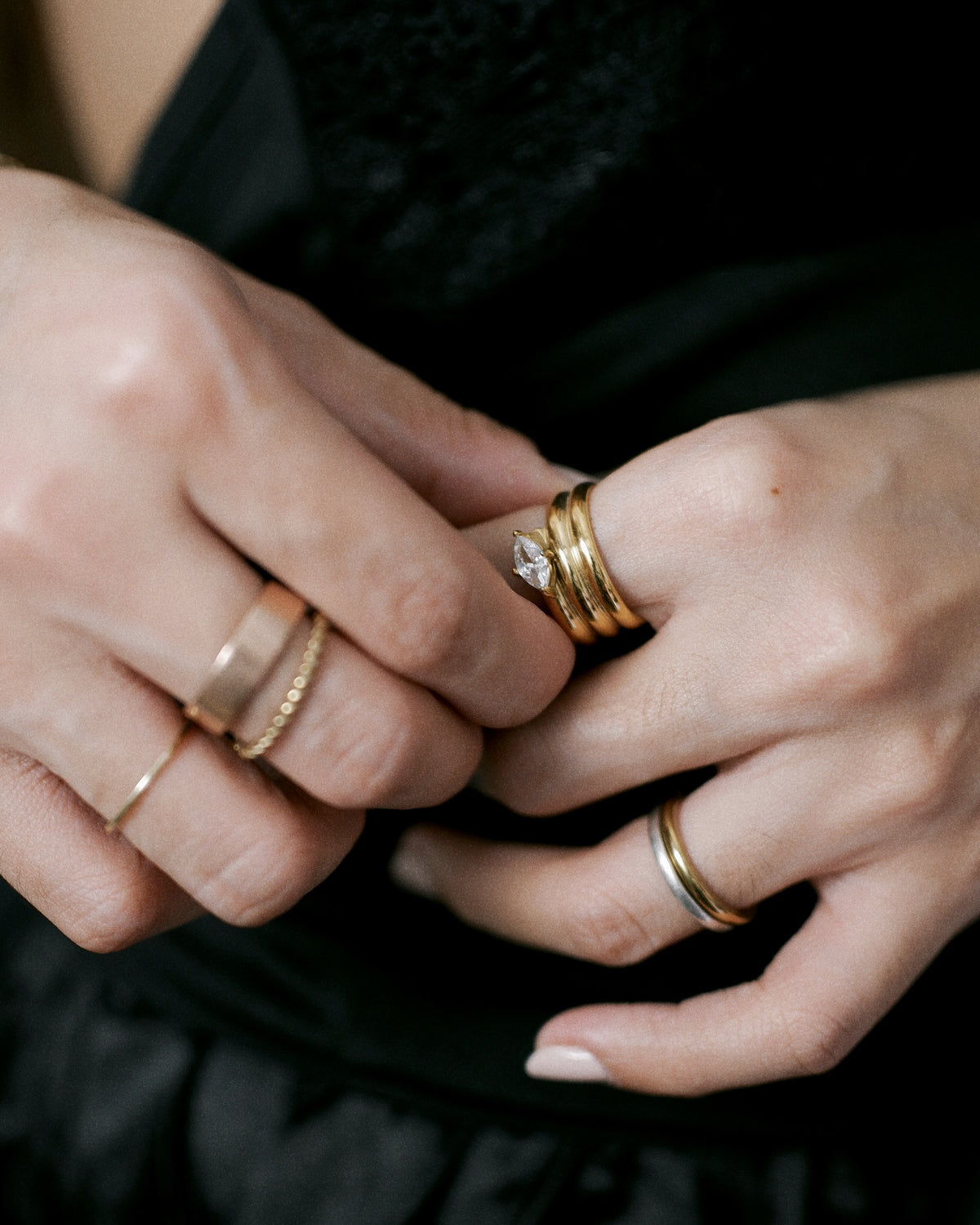Serpentine Stack Marquise Ring