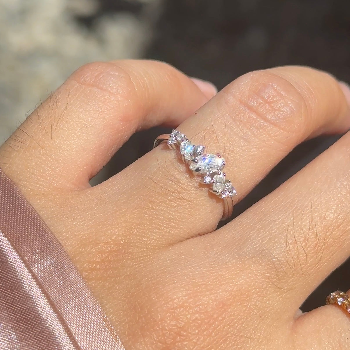 The Aurora Scattered Moissanite Ring