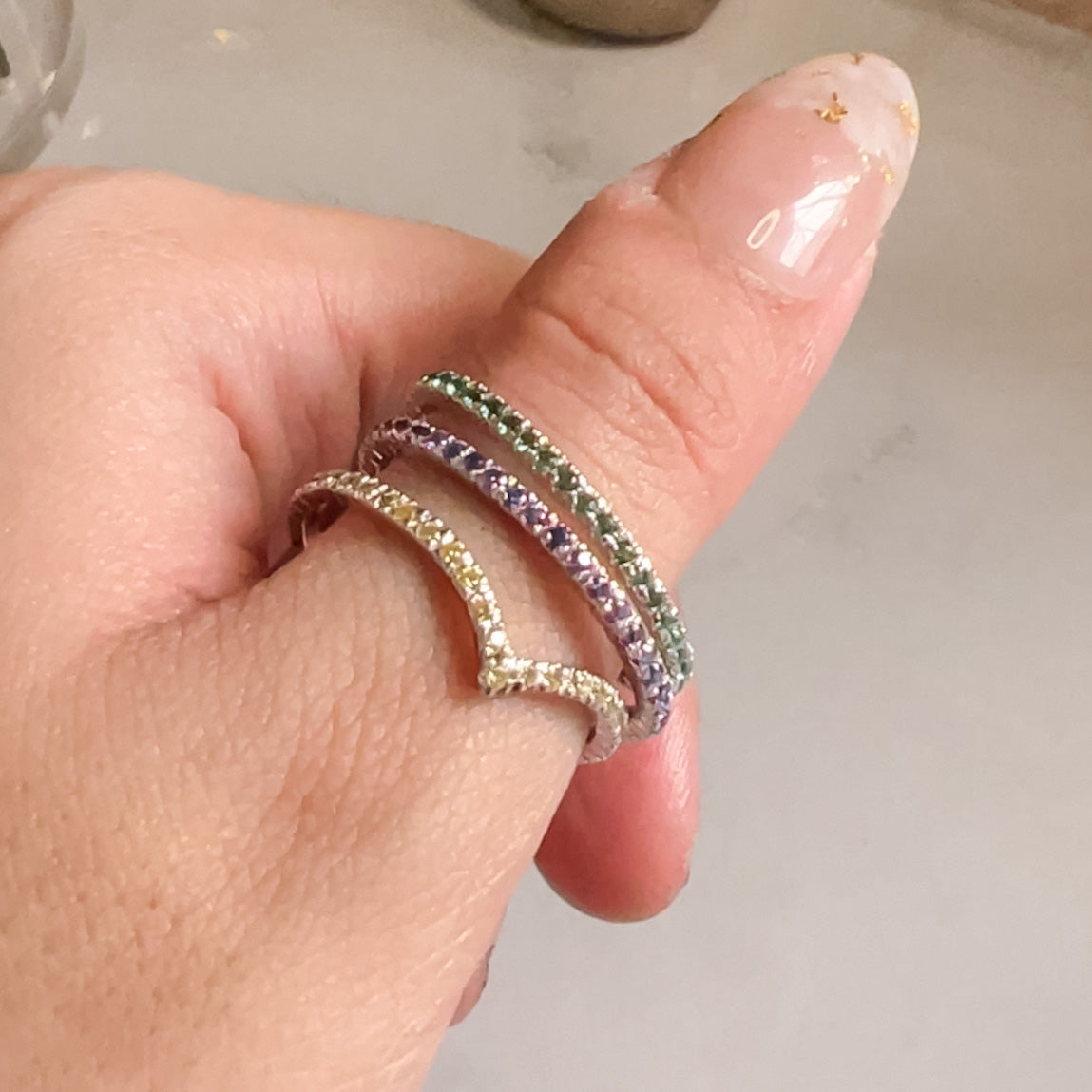 The Slim Eternity Birthstone Band in Solid Gold