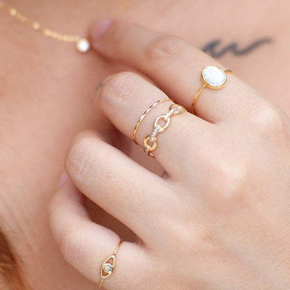 The Ultra Skinny Textured Ring in Solid Gold