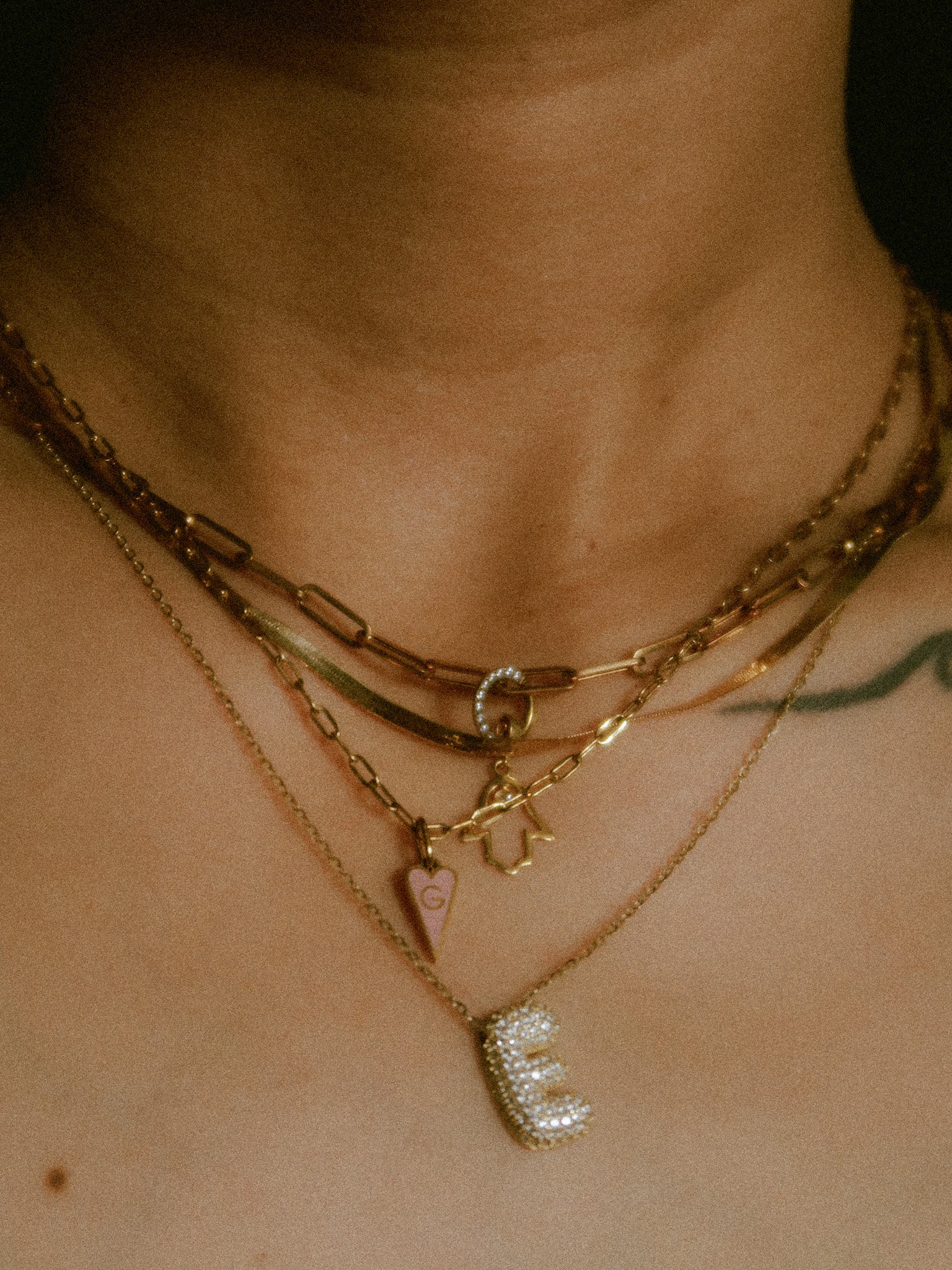 The Color Play Flat Heart Initial Necklace