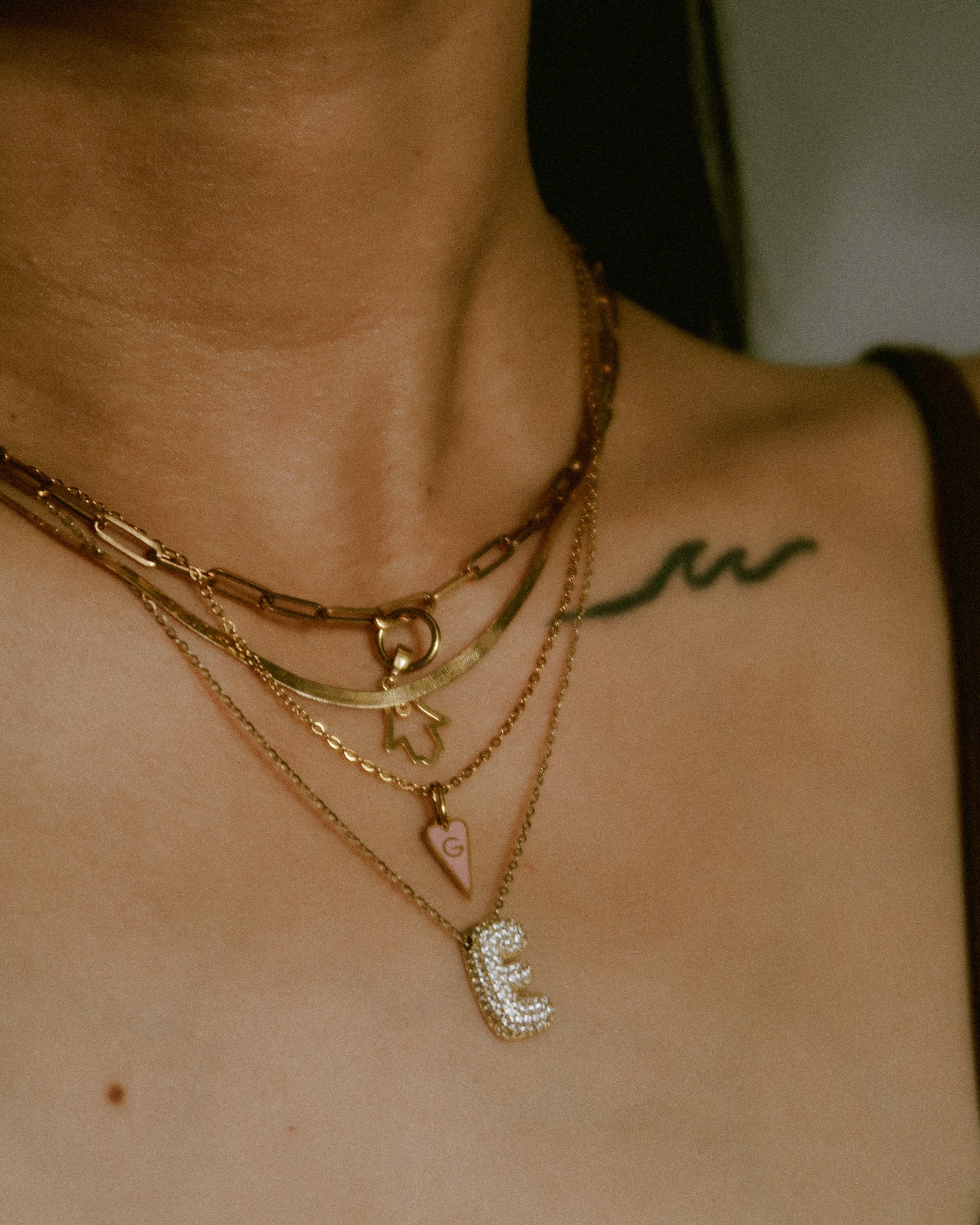 The Color Play Flat Heart Initial Necklace