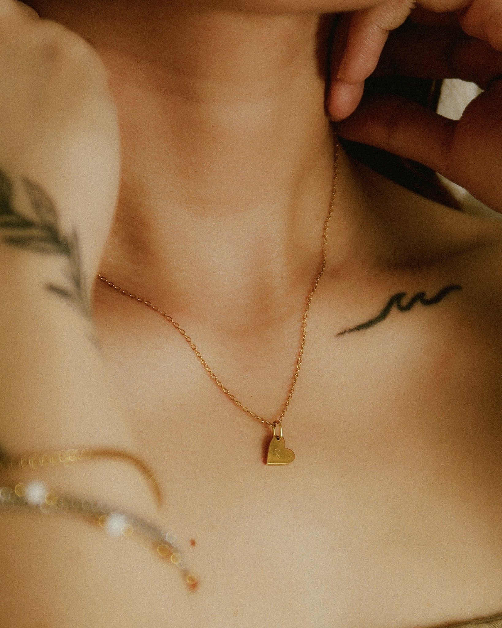 The Flat Heart Hand-stamped Initial Necklace