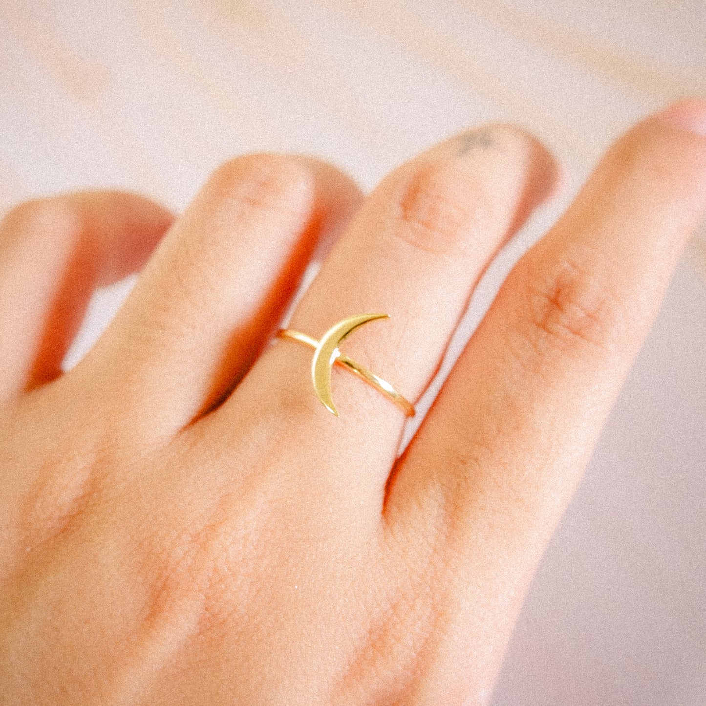 The Minimal Moon Ring in Solid Gold