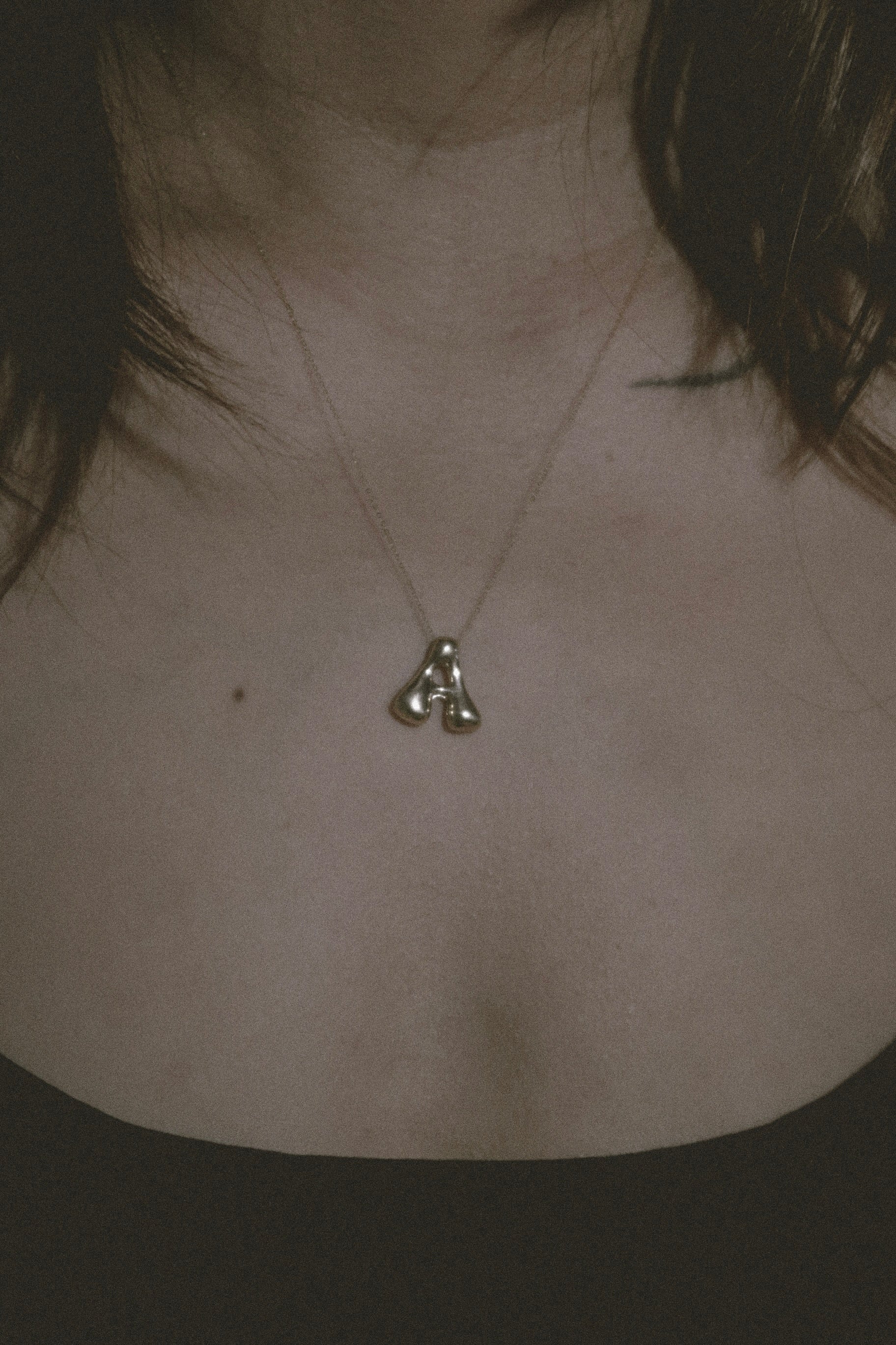 The Bubble Initial Pendant in Solid Gold
