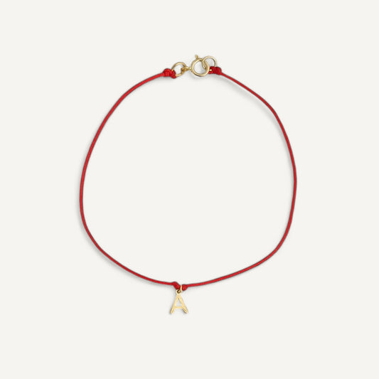 The Red Line Initial Bracelet in Solid Gold