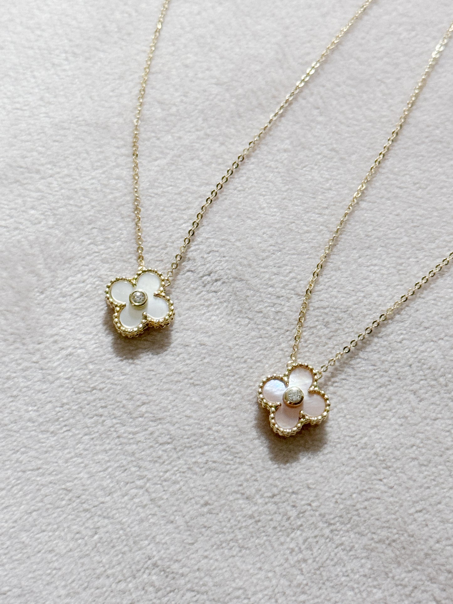 The Diamond Clover Necklace in Solid Gold