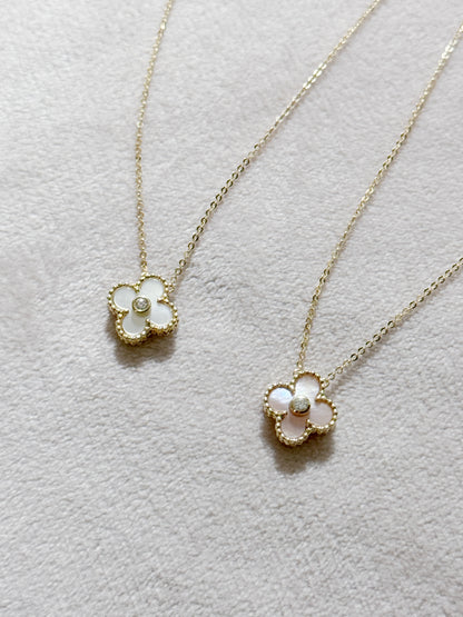 The Diamond Clover Necklace in Solid Gold